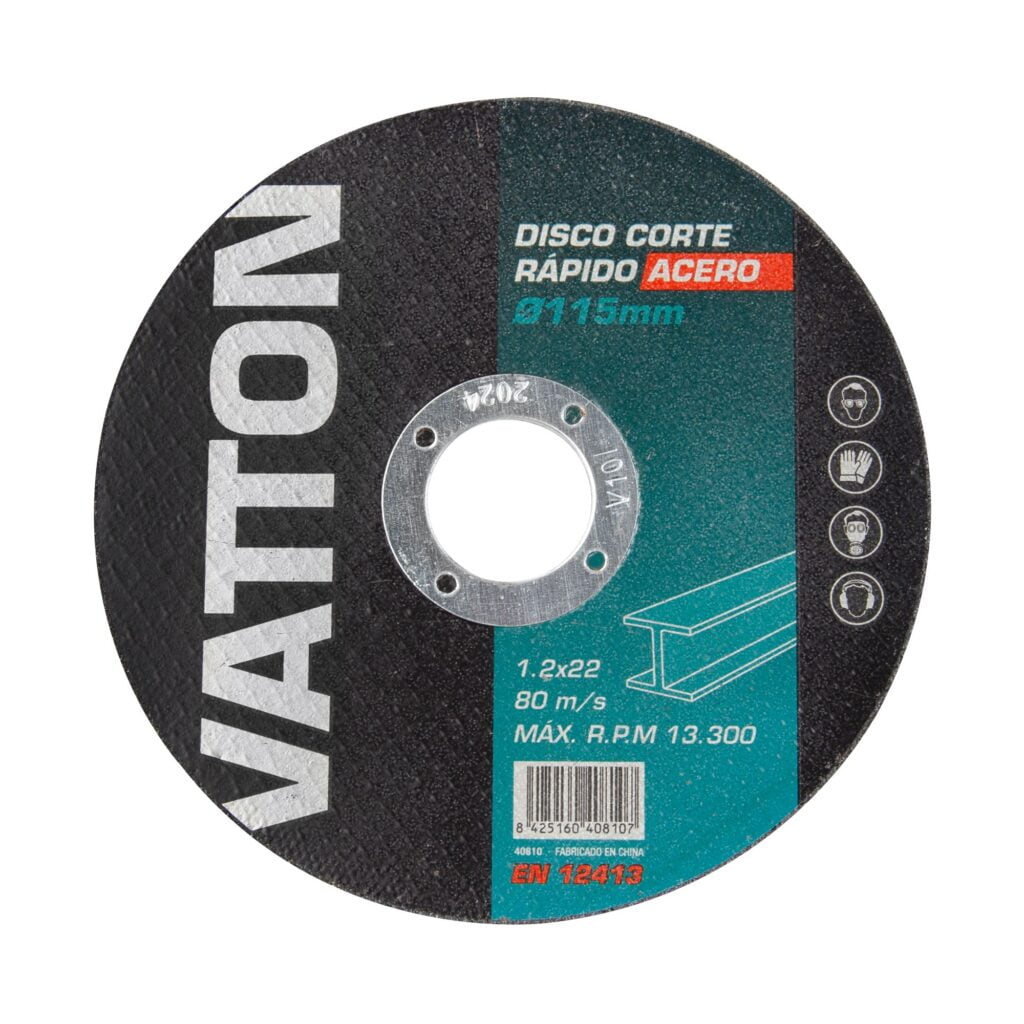 DISCO CORTE RÁPIDO ACERO VATTON 115X1.2X22 MM