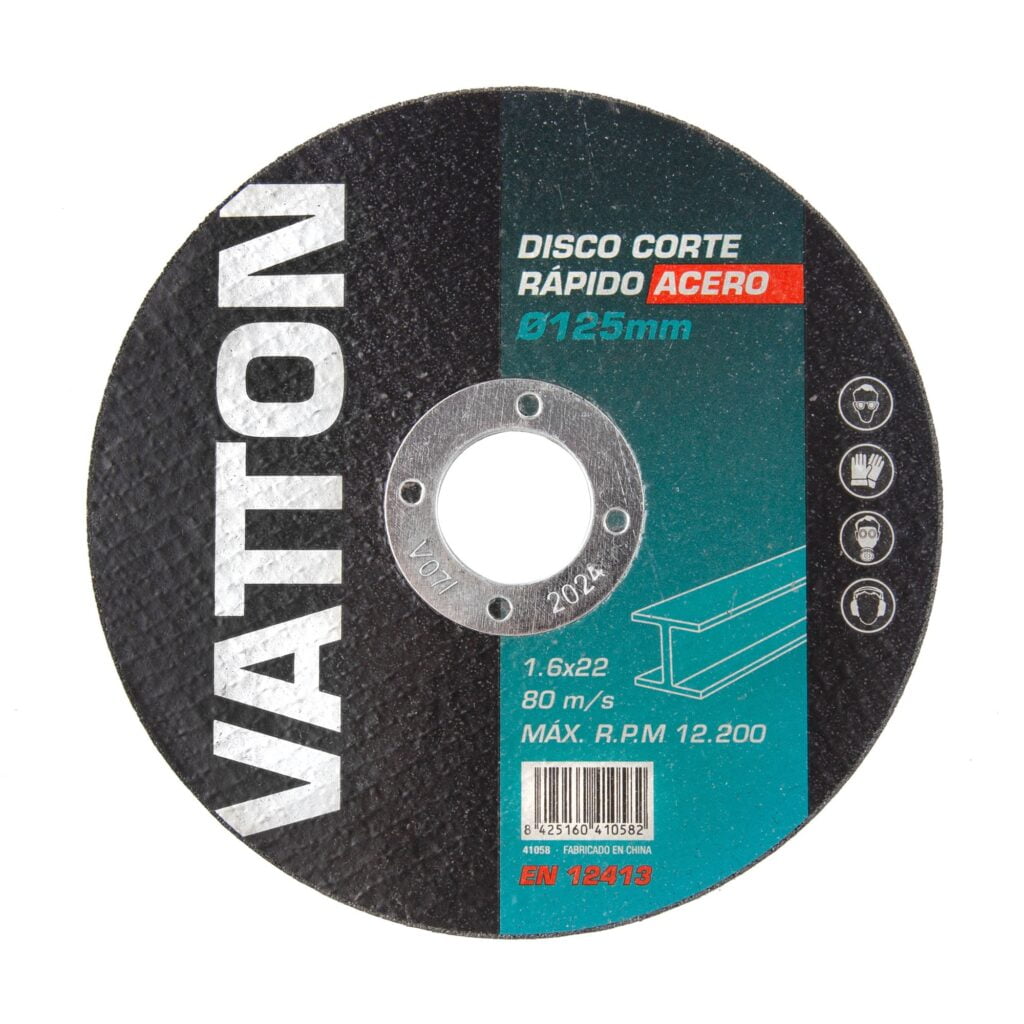 DISCO CORTE RÁPIDO ACERO VATTON 125X1.6X22 MM