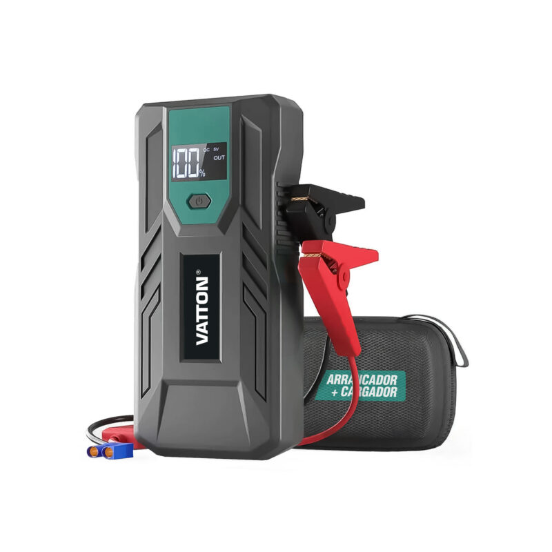 Arrancador + cargador Vatton 12000mAh con cables de batería para motores gasolina y diésel