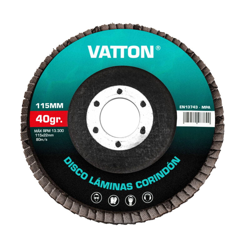 DISCO VATTON LÁMINAS CORINDON 115MM GRANO 40