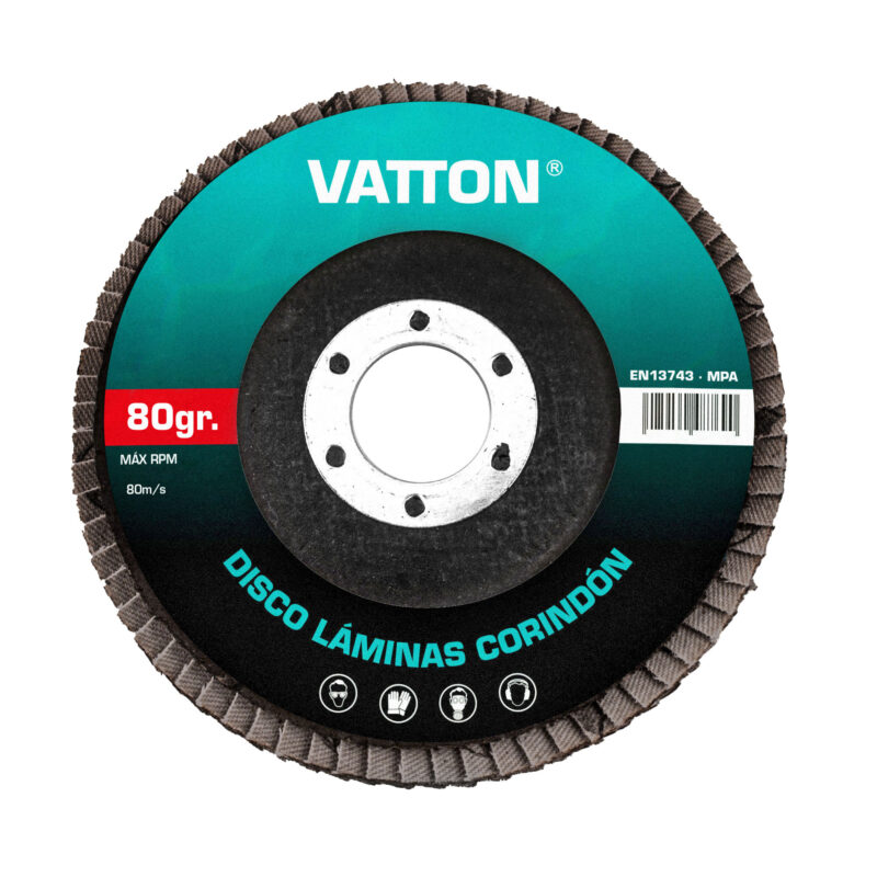 DISCO VATTON LÁMINAS CORINDON 125MM GRANO 80