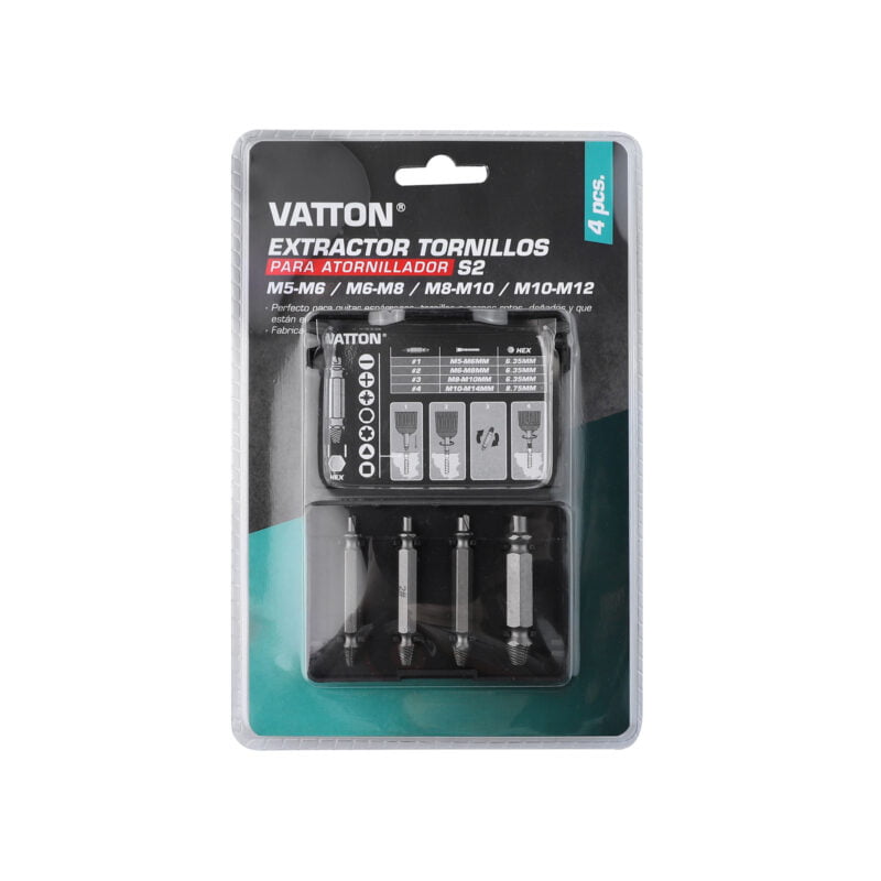 Extractor de tornillos 4 piezas VATTON para atornillador en blister
